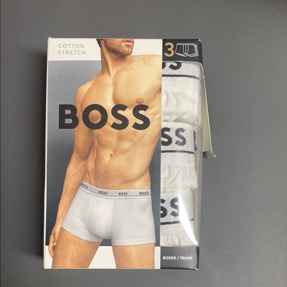 BOSS Men's White Boxer Trunks